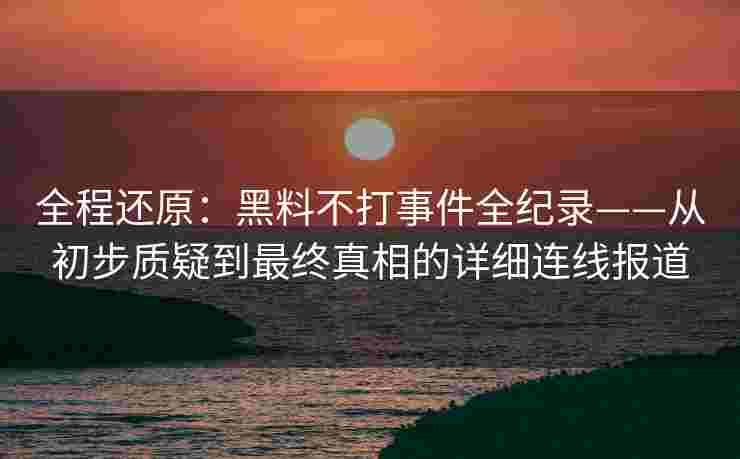 全程还原：黑料不打事件全纪录——从初步质疑到最终真相的详细连线报道