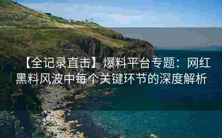 【全记录直击】爆料平台专题：网红黑料风波中每个关键环节的深度解析