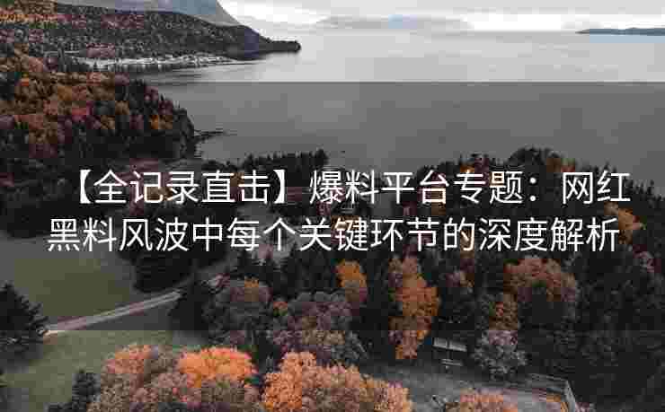 【全记录直击】爆料平台专题：网红黑料风波中每个关键环节的深度解析