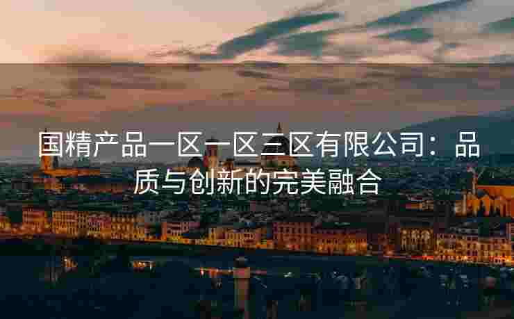 国精产品一区一区三区有限公司：品质与创新的完美融合