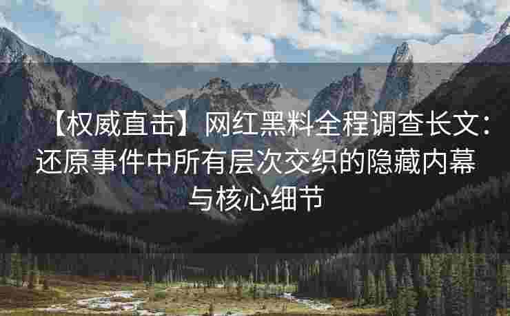 【权威直击】网红黑料全程调查长文：还原事件中所有层次交织的隐藏内幕与核心细节